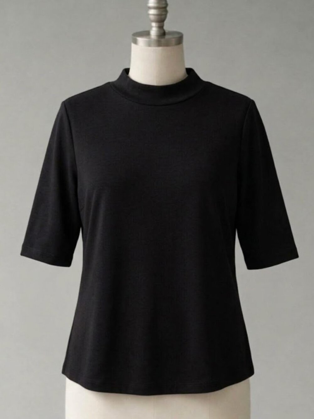 Ann Taylor Black Mock Neck 3/4 Sleeve Top | Size XL